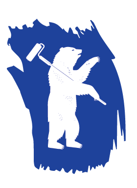 Old School Logo - Bear holding paint roller Icon
